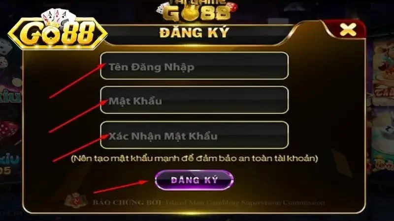 Các bước đăng ký tài khoản tại cổng game